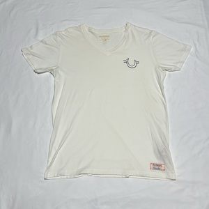 Men’s True Religion large white v-neck logo short sleeve  t-shirt
